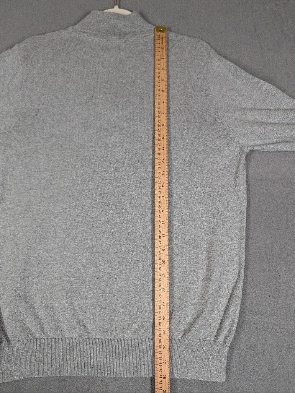 LL Bean Mens Large Gray Cotton Cashmere Quarter Zip Sweater Casual Classic Soft